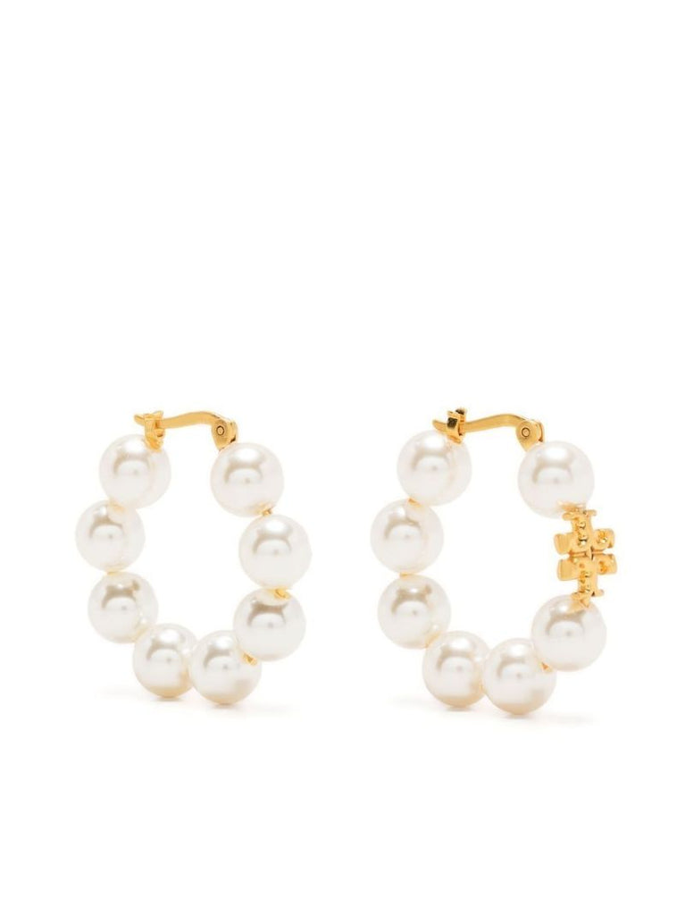 Gold-plated Kira Pearl Hoop Earrings