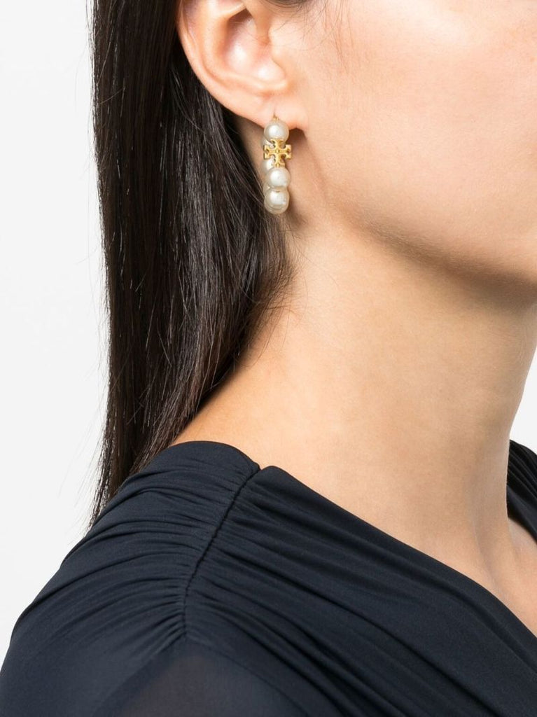 Gold-plated Kira Pearl Hoop Earrings