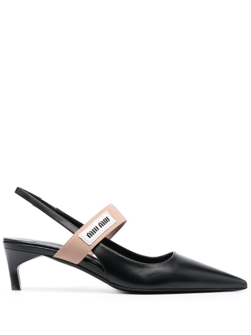 Black 50 Slingback Leather Pumps