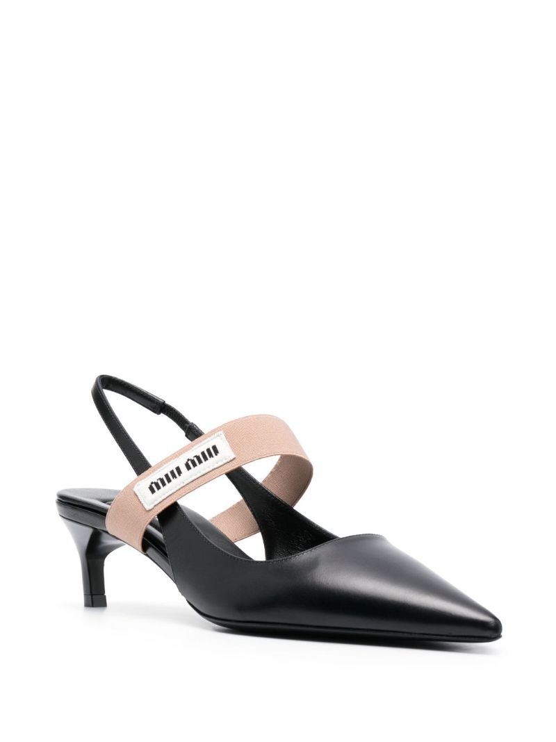 Black 50 Slingback Leather Pumps