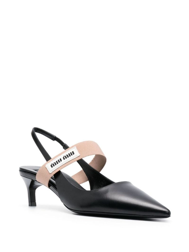 Black 50 Slingback Leather Pumps