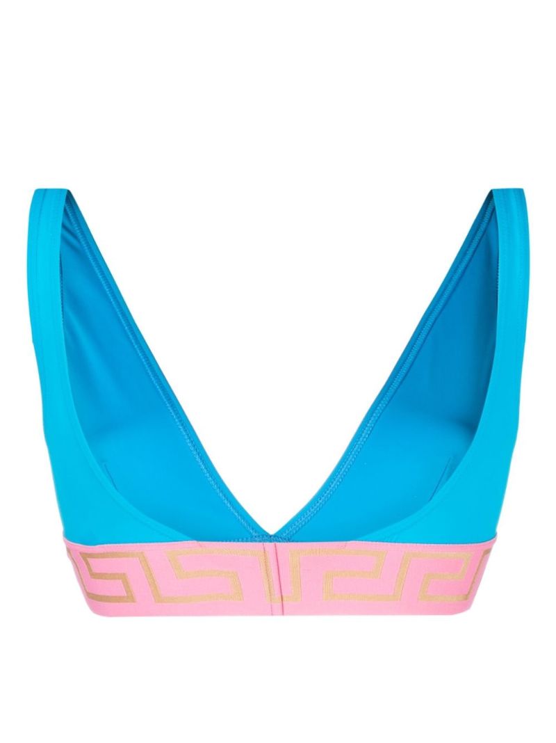 Blue Greca V-neck Bikini Top