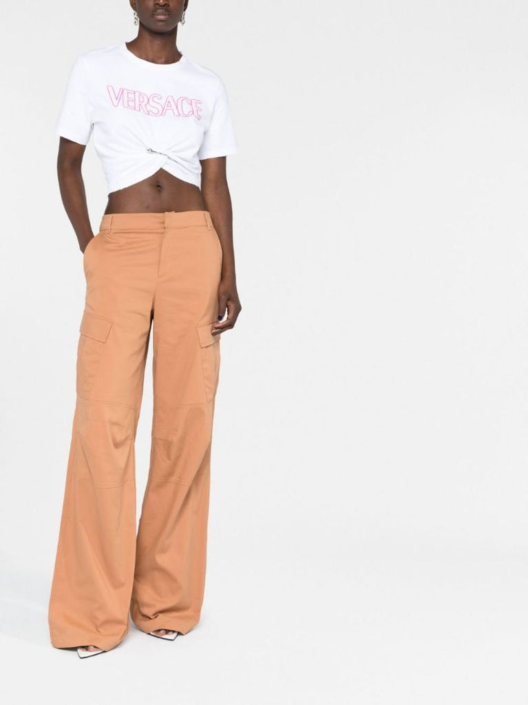 White Safety Pin Logo Print T-shirt