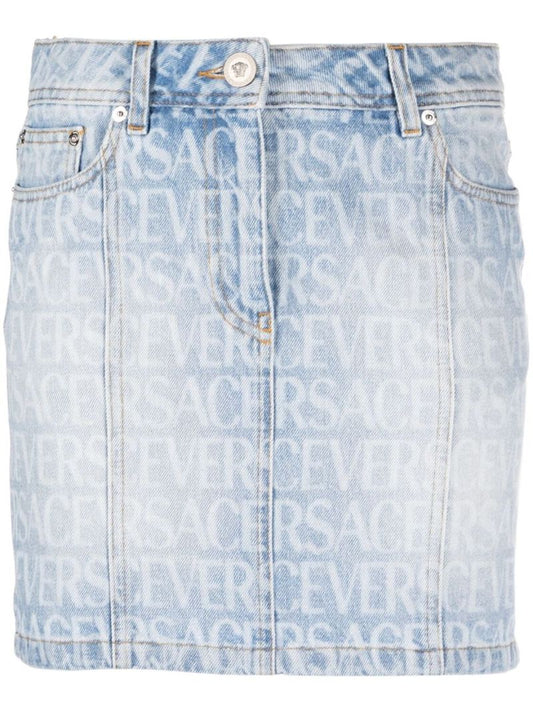 Blue Logo Denim Skirt