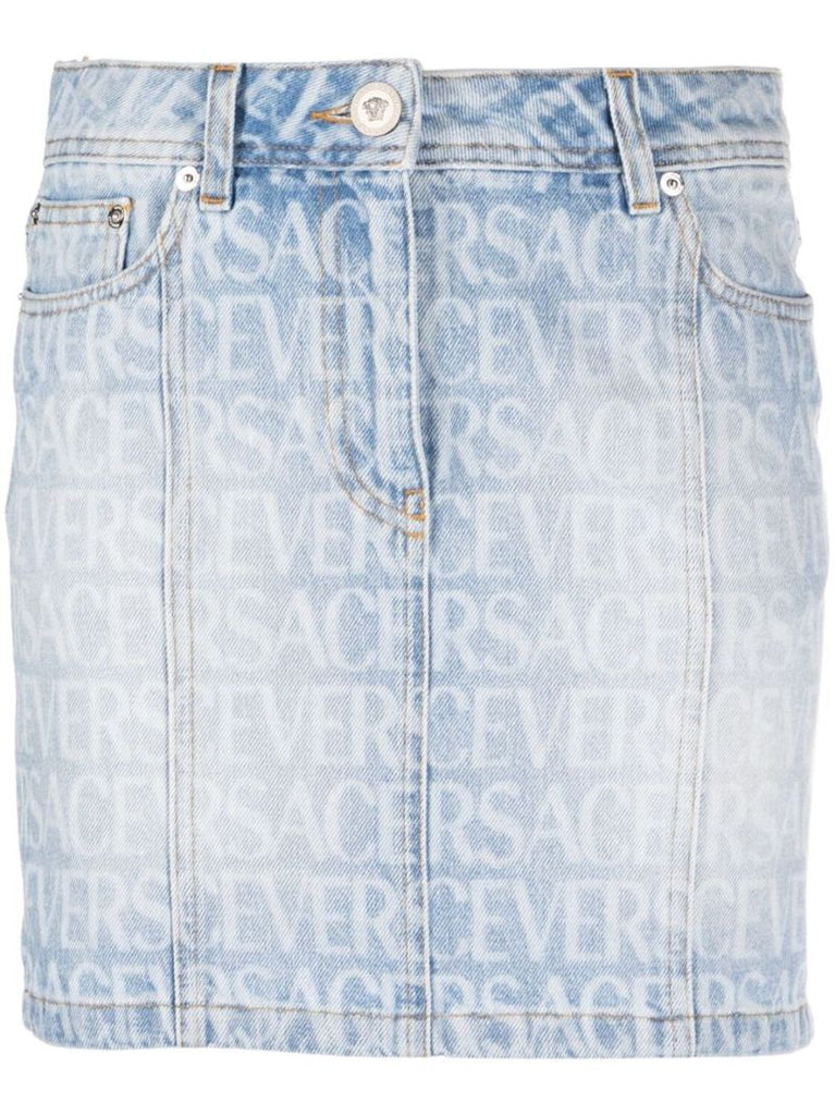 Blue Logo Denim Skirt