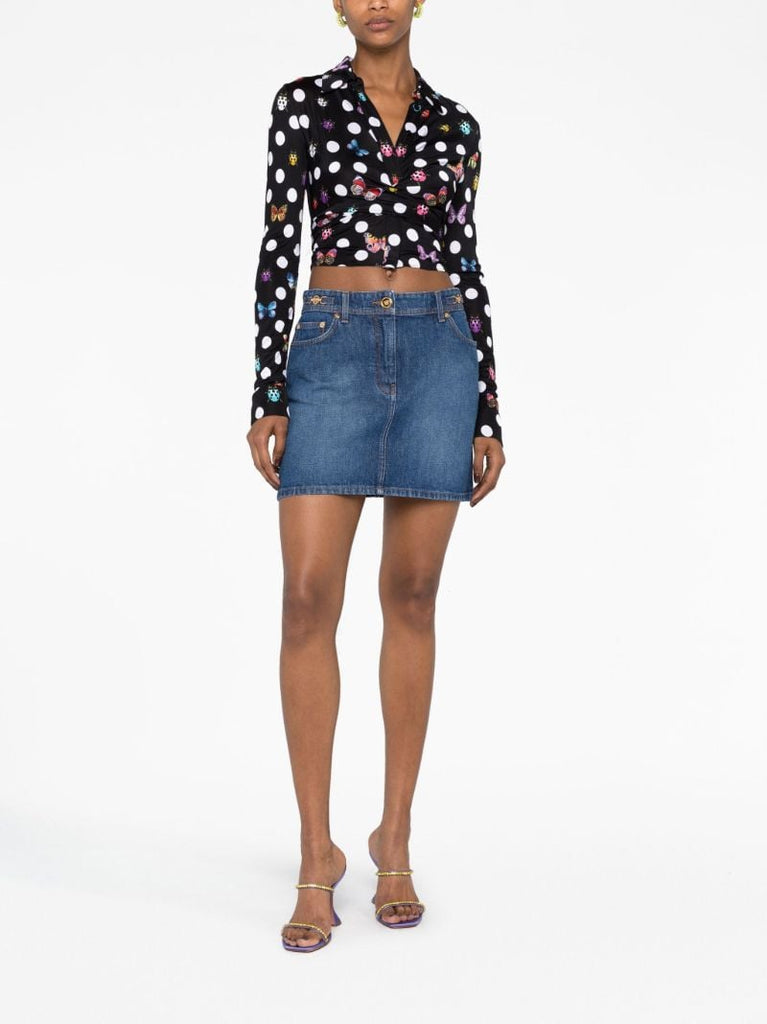 Blue Medusa 95' Denim Mini Skirt