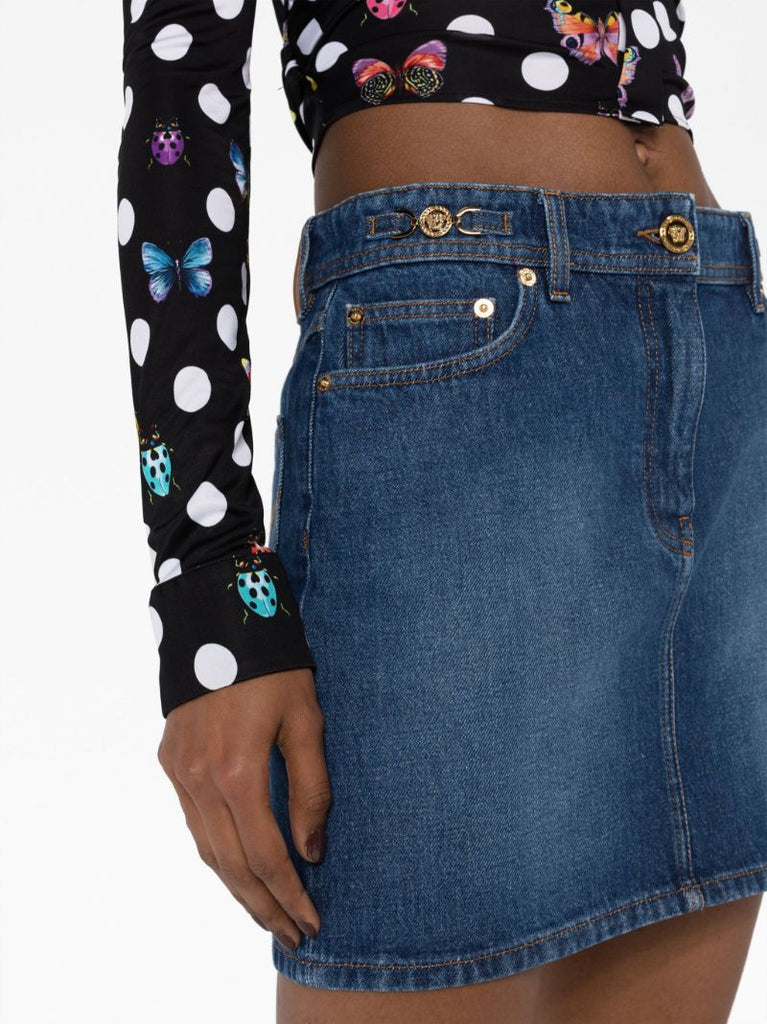 Blue Medusa 95' Denim Mini Skirt