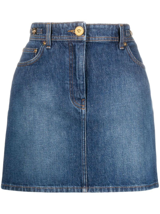 Blue Medusa 95' Denim Mini Skirt