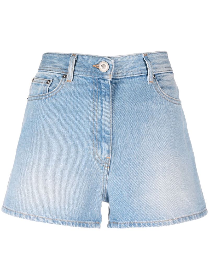 Blue Butterflies-print Denim Shorts
