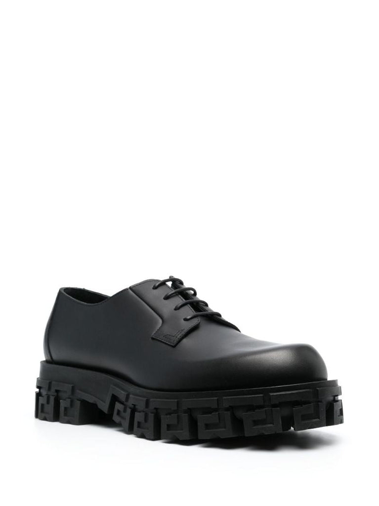 Black Greca Chunky Sole Derby Shoes