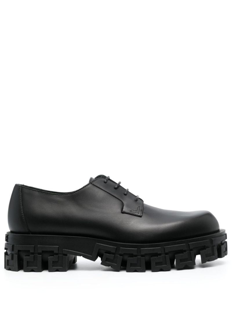 Black Greca Chunky Sole Derby Shoes