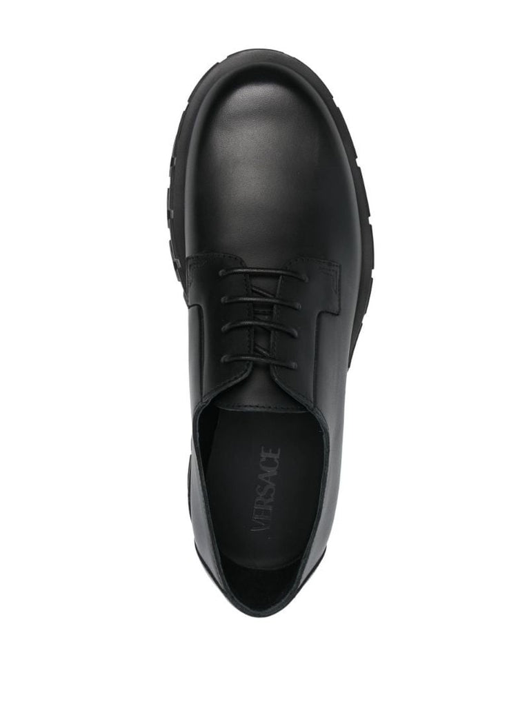 Black Greca Chunky Sole Derby Shoes
