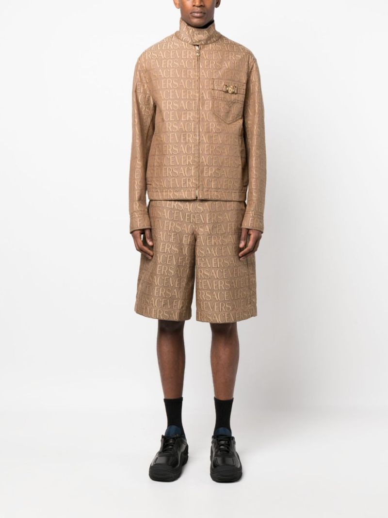 Brown Allover Logo Bermuda Shorts
