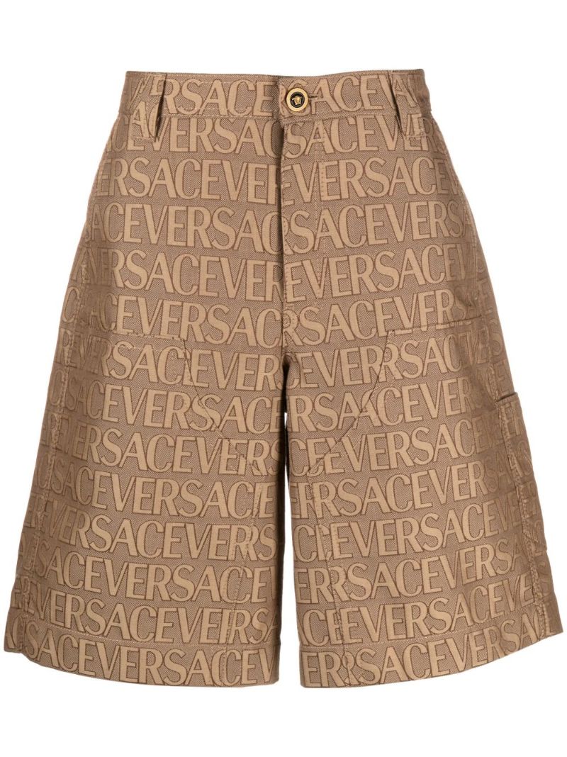 Brown Allover Logo Bermuda Shorts
