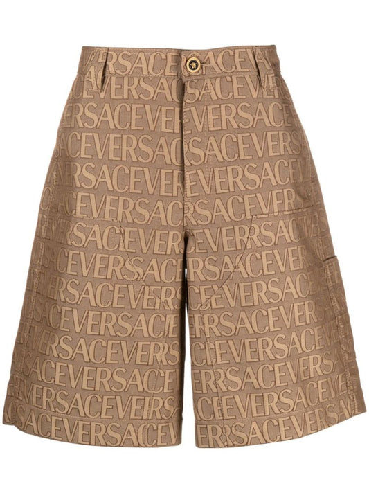 Brown Allover Logo Bermuda Shorts