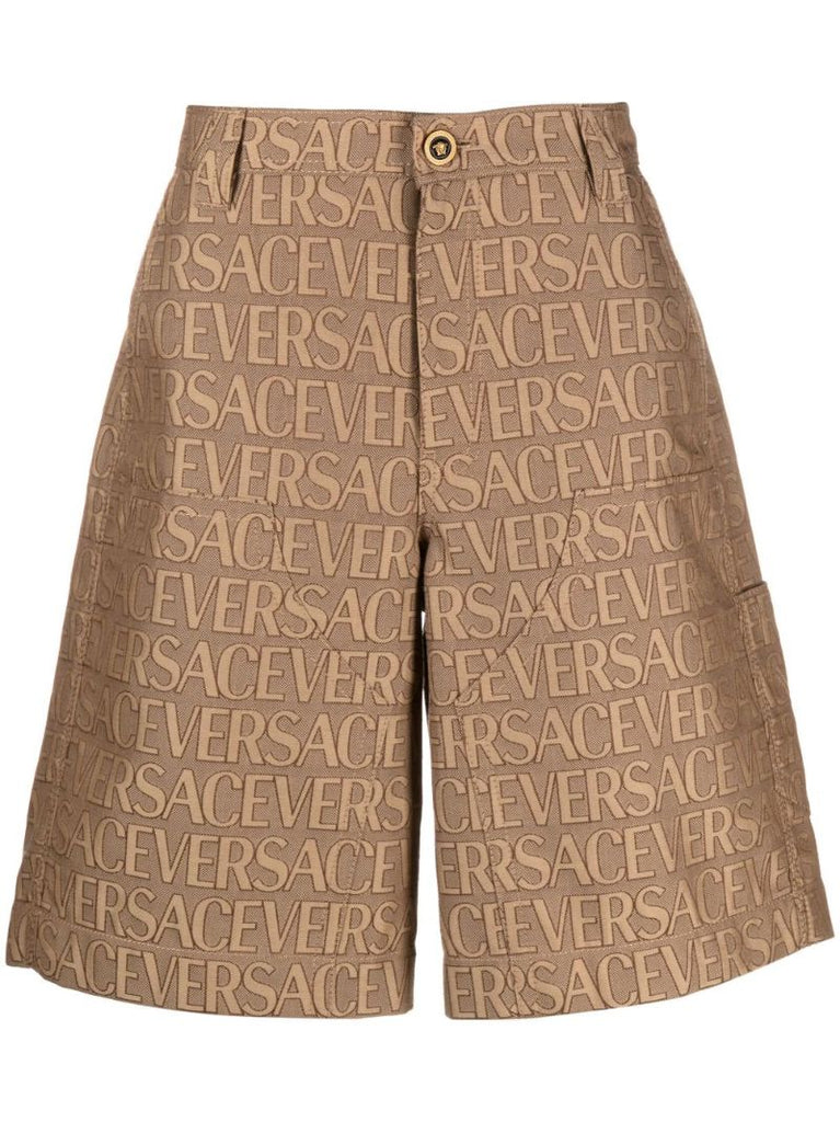 Brown Allover Logo Bermuda Shorts
