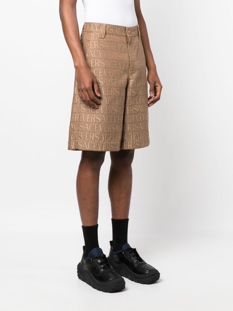 Brown Allover Logo Bermuda Shorts