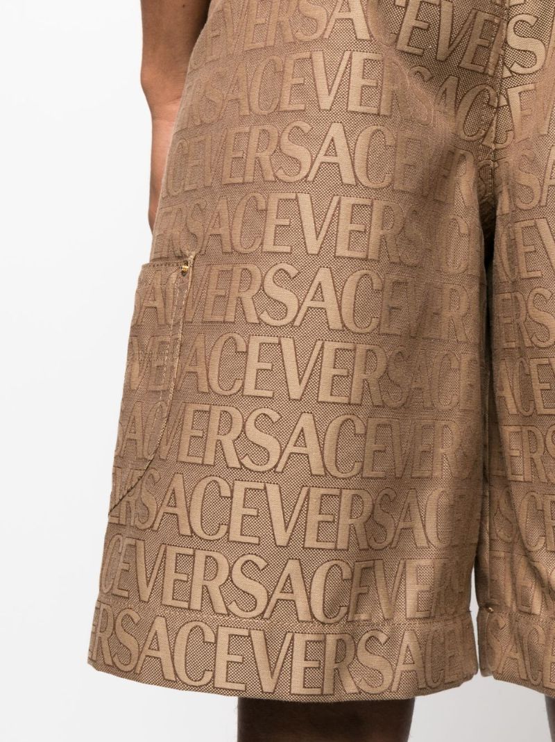 Brown Allover Logo Bermuda Shorts