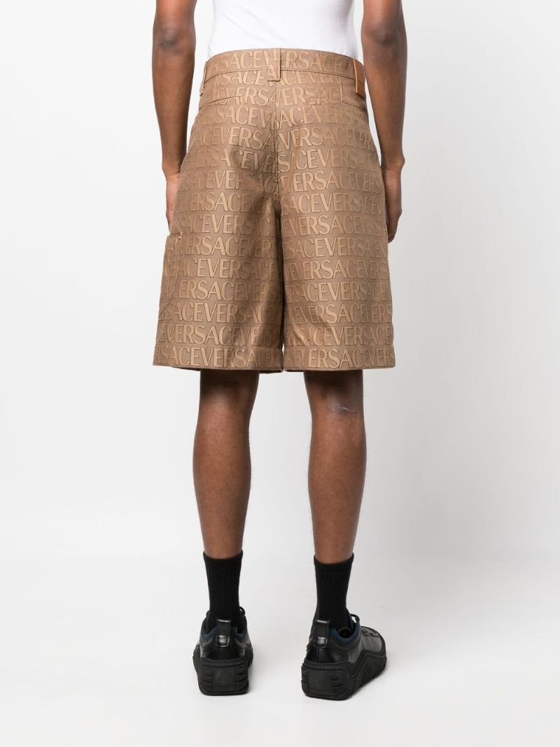 Brown Allover Logo Bermuda Shorts