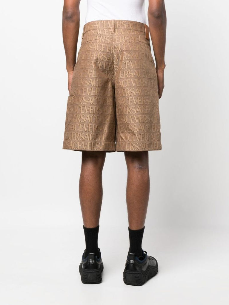 Brown Allover Logo Bermuda Shorts