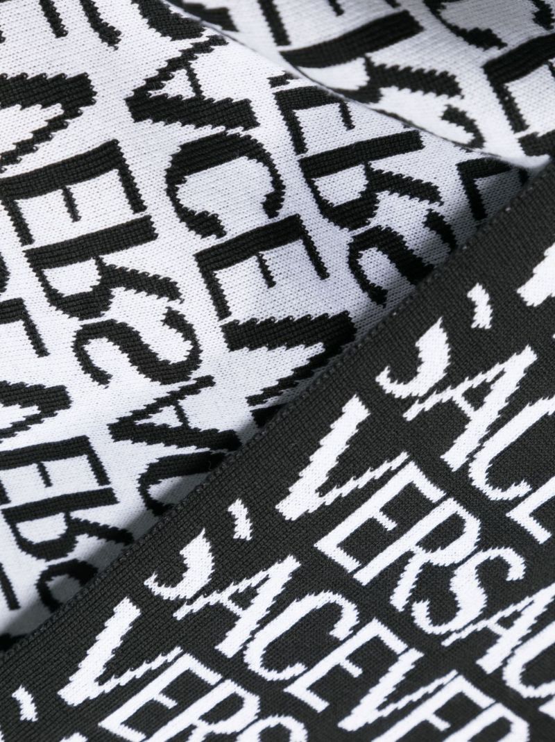 Black Logo Intarsia Scarf