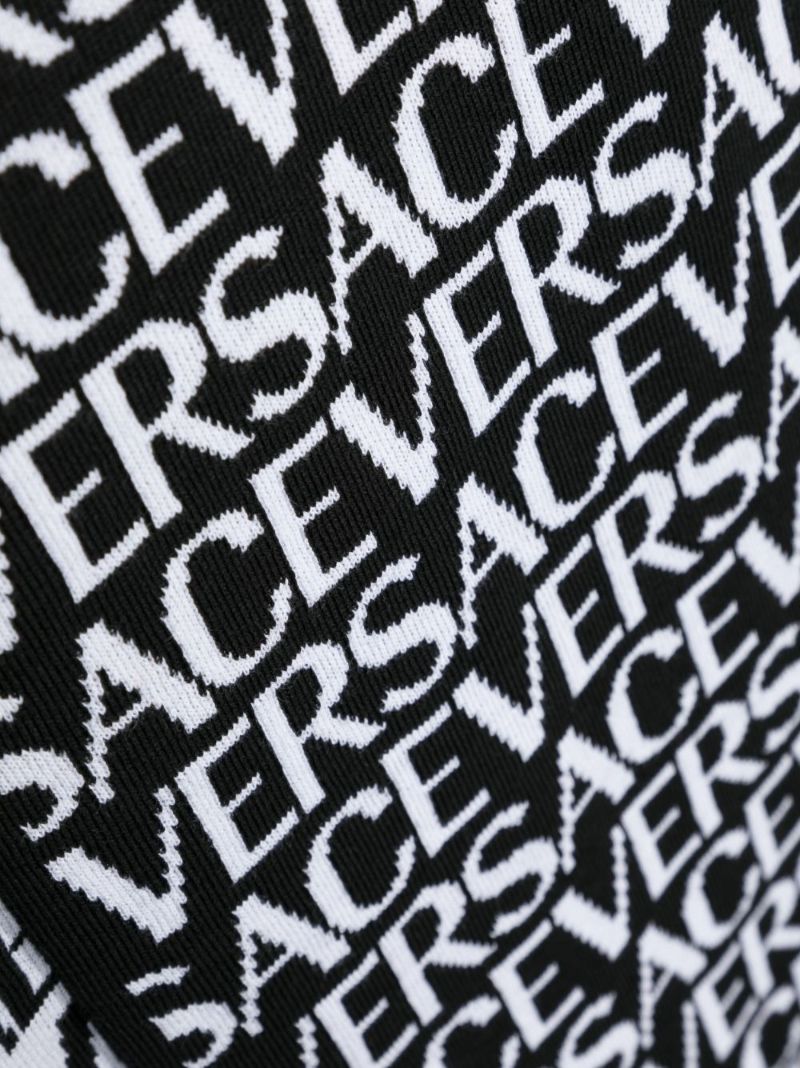 Black Logo Intarsia Scarf