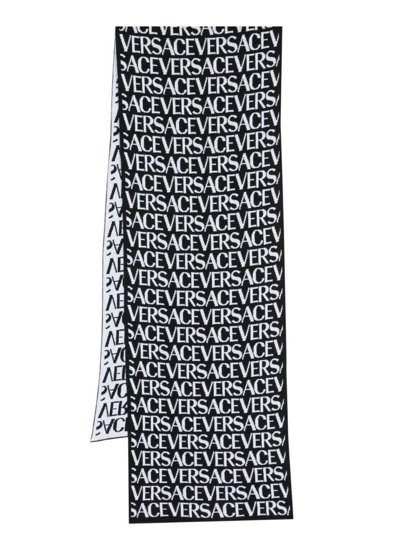 Black Logo Intarsia Scarf