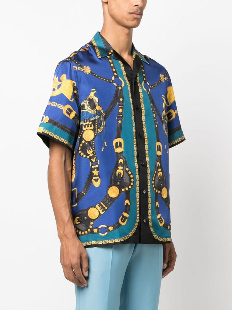 Blue Medusa Saddle Silk Shirt