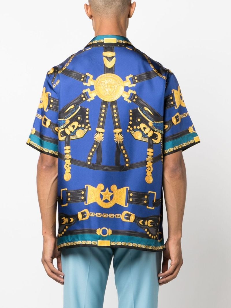 Blue Medusa Saddle Silk Shirt