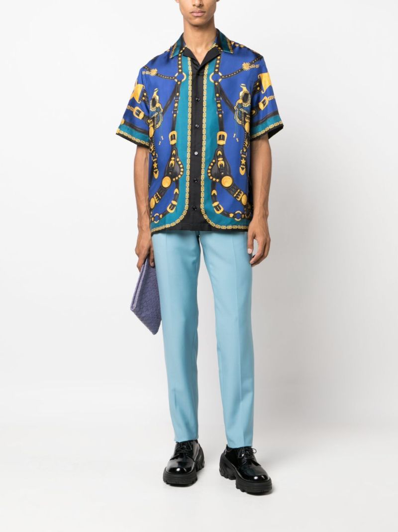 Blue Medusa Saddle Silk Shirt