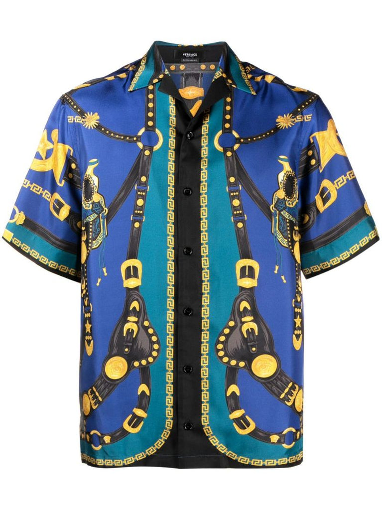 Blue Medusa Saddle Silk Shirt