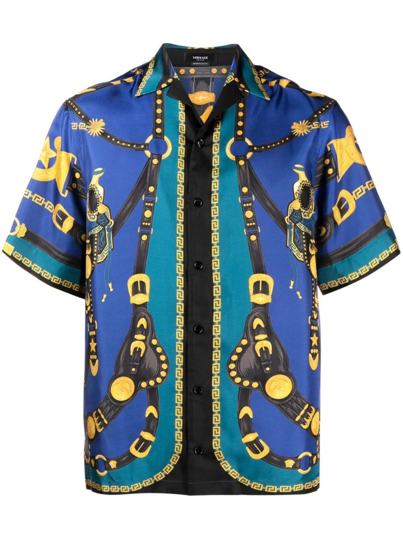 Blue Medusa Saddle Silk Shirt