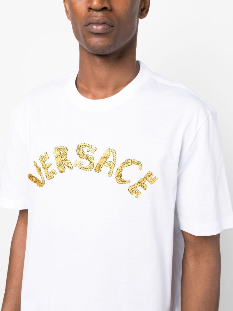 White Seashell Baroque Embroidered T-shirt