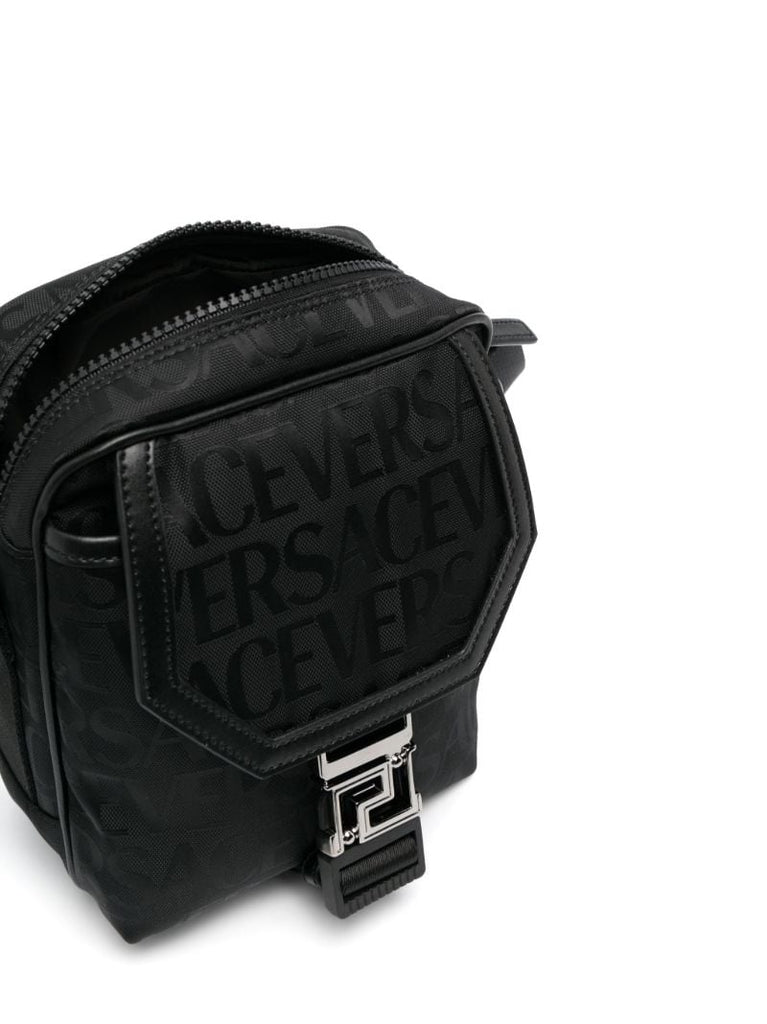 Black Allover Print Messenger Bag
