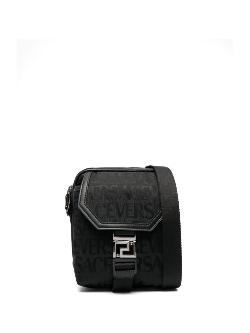 Black Allover Print Messenger Bag