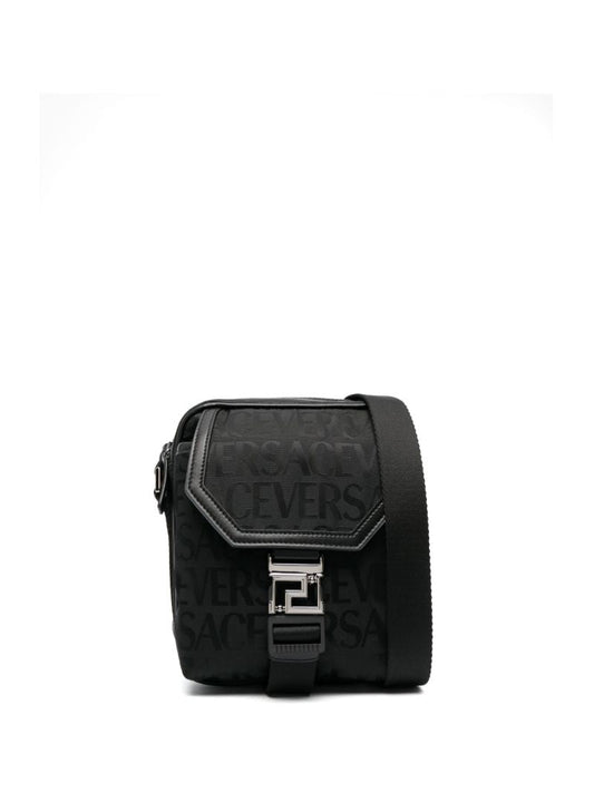 Black Allover Print Messenger Bag