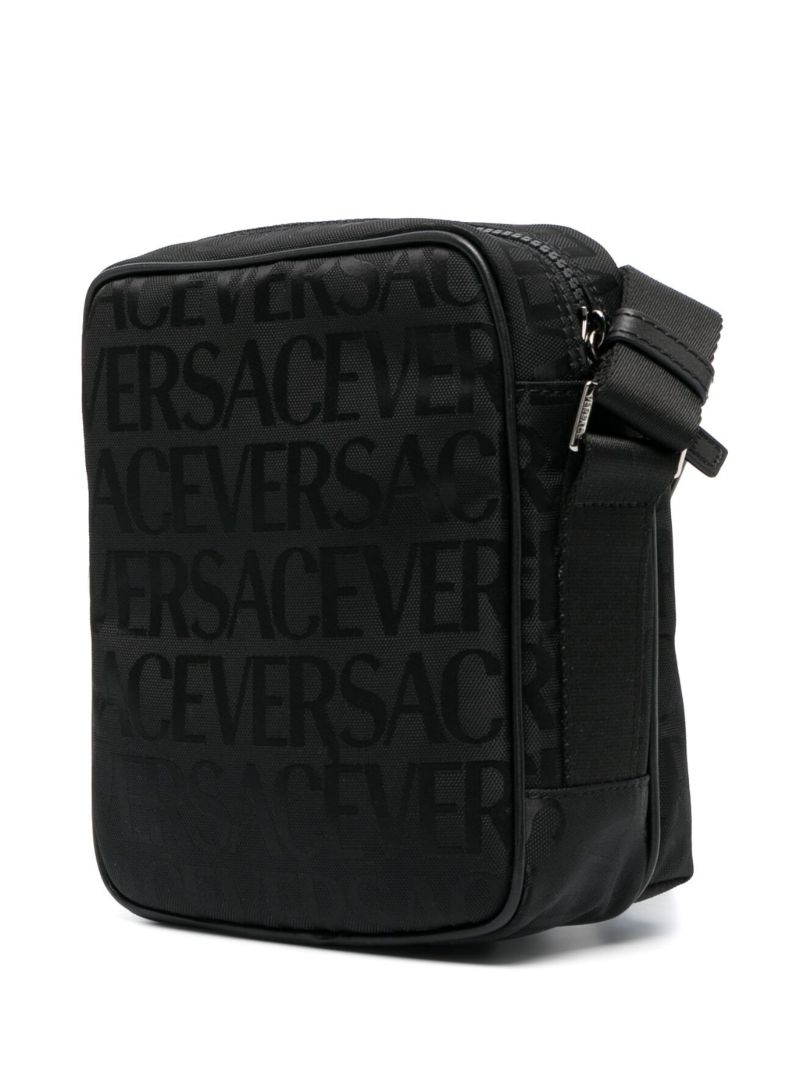 Black Allover Print Messenger Bag