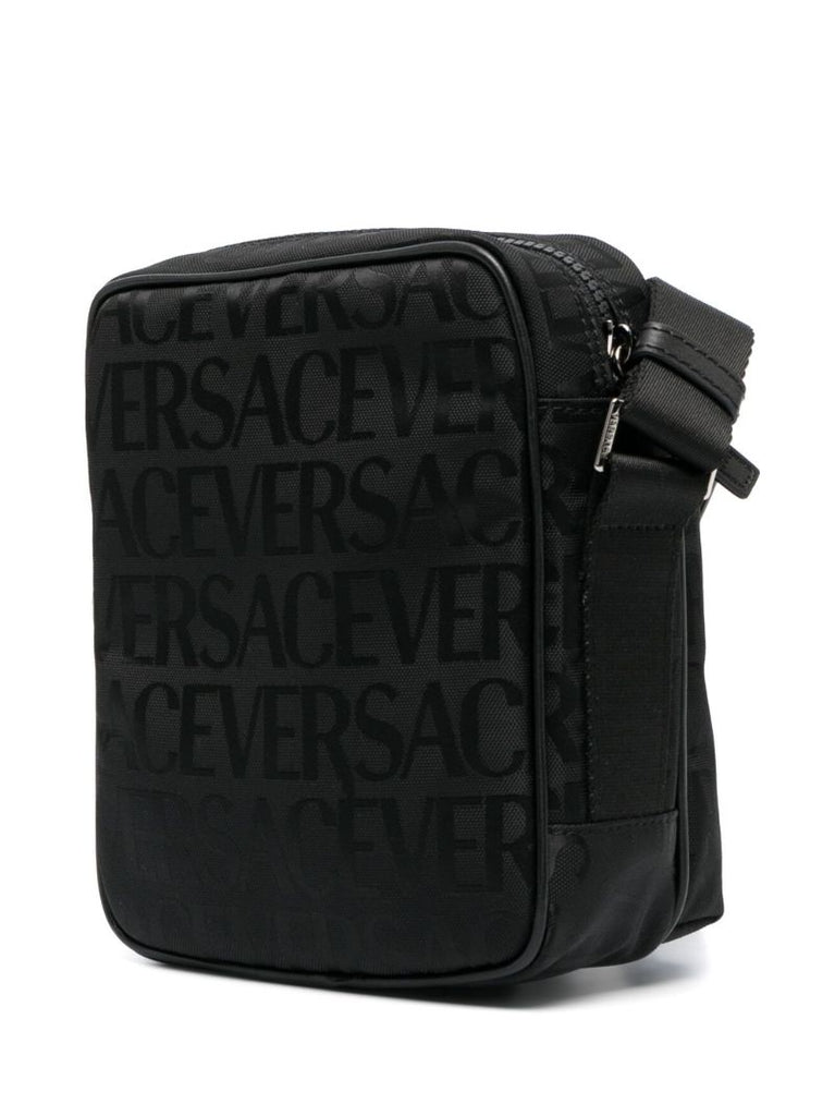 Black Allover Print Messenger Bag