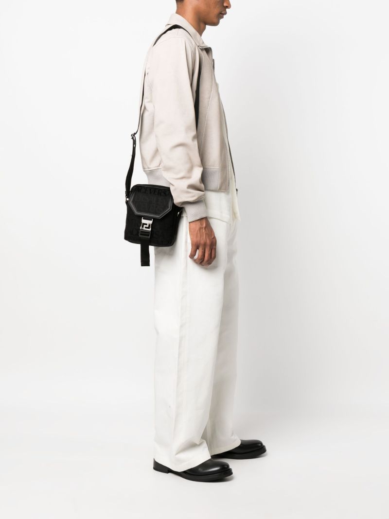 Black Allover Print Messenger Bag