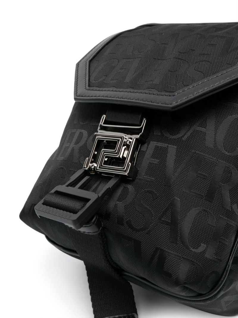 Black Allover Print Messenger Bag