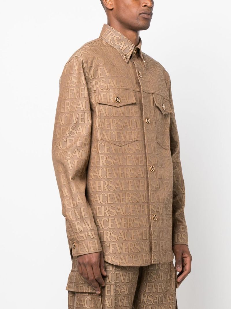 Brown Versace Allover Jacquard Overshirt
