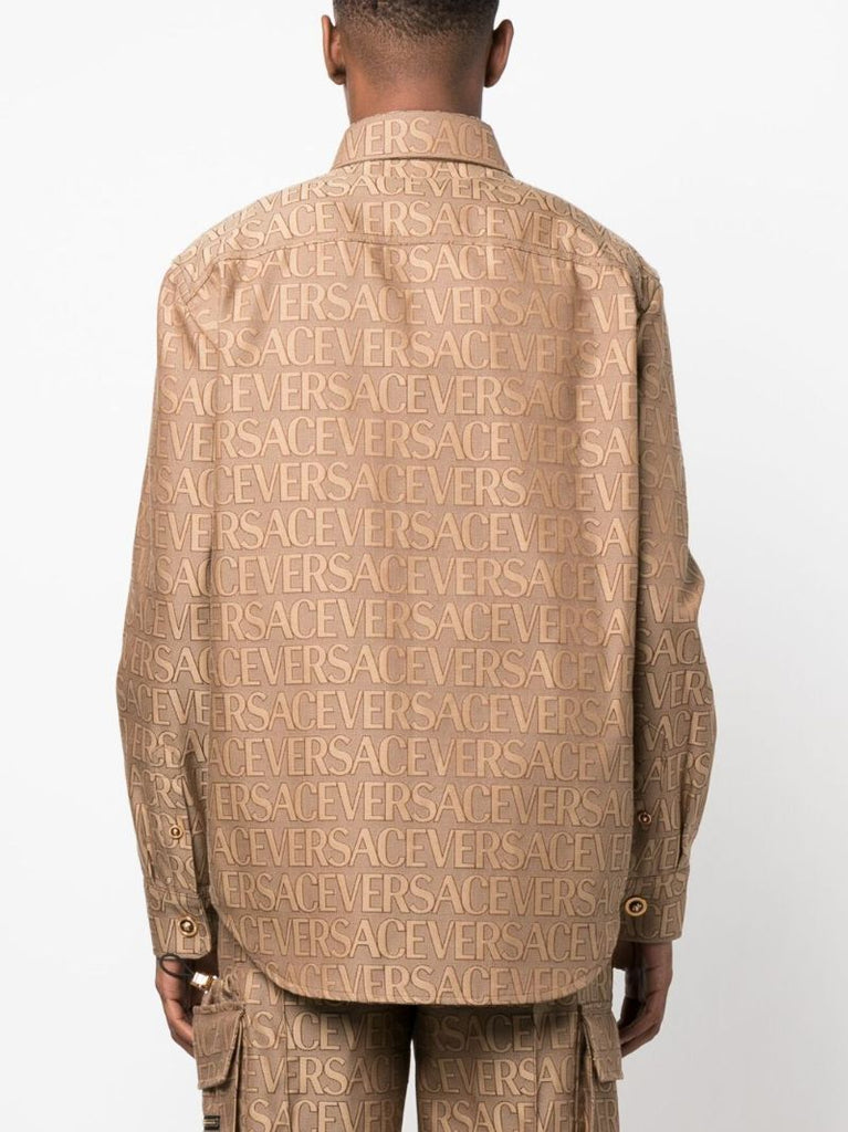 Brown Versace Allover Jacquard Overshirt