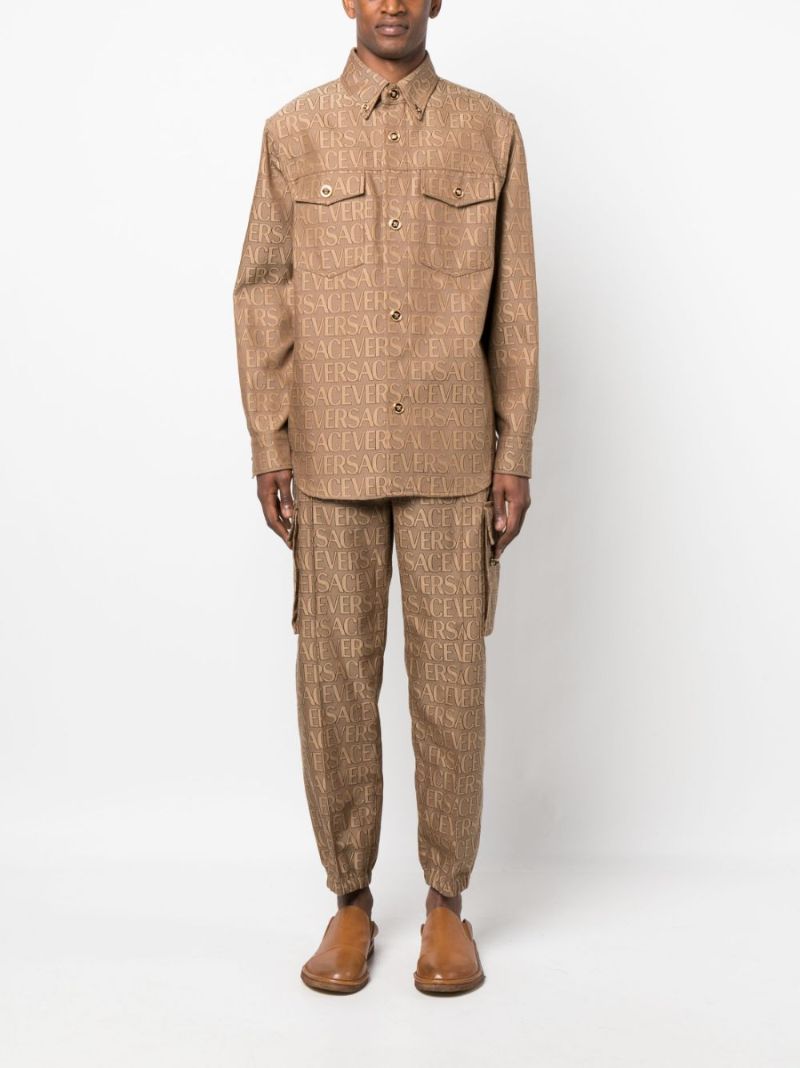 Brown Versace Allover Jacquard Overshirt