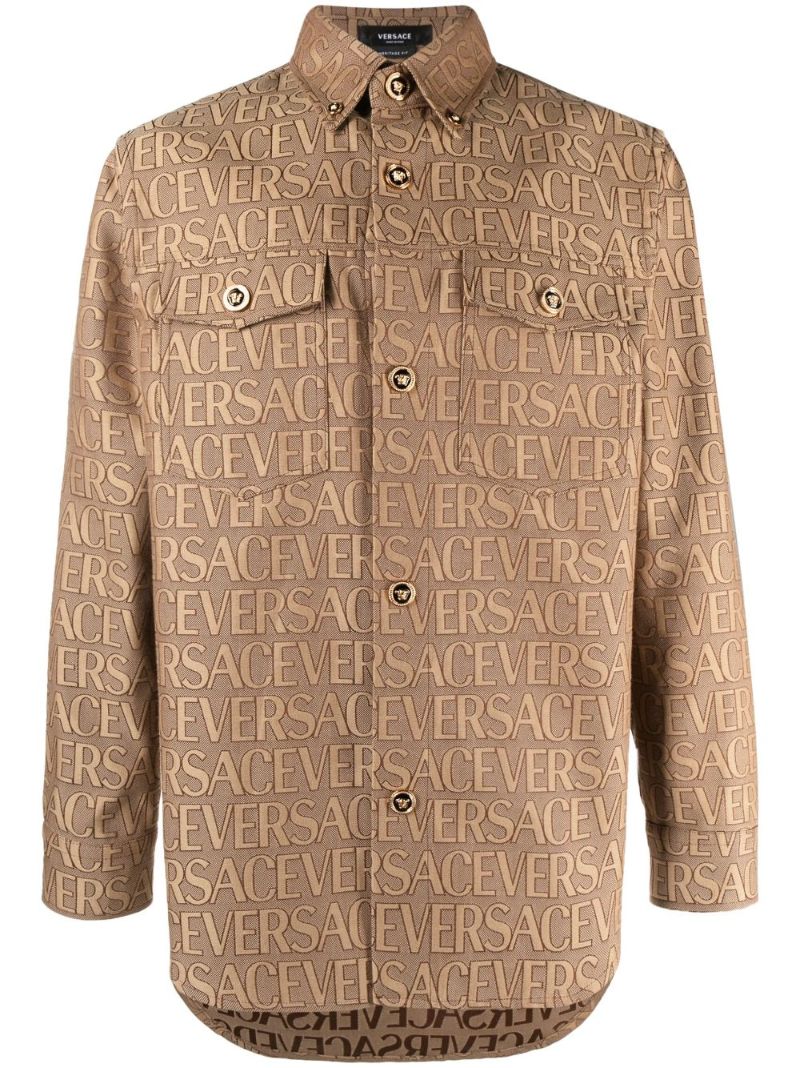 Brown Versace Allover Jacquard Overshirt