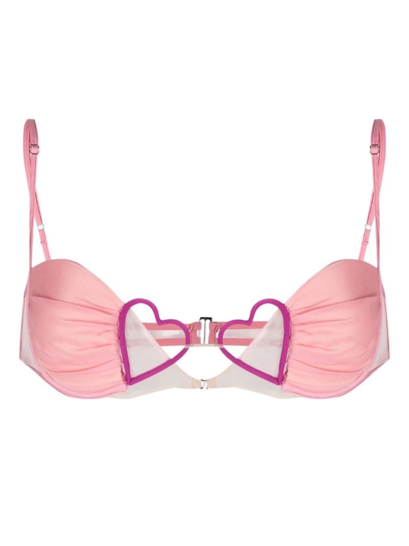Pink Heart-detail Underwire Bra