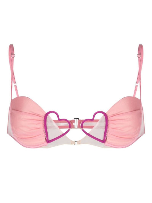 Pink Heart-detail Underwire Bra