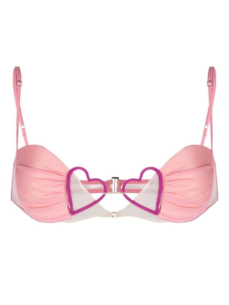 Pink Heart-detail Underwire Bra