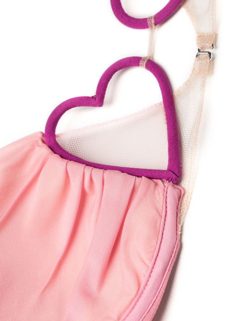 Pink Heart-detail Underwire Bra