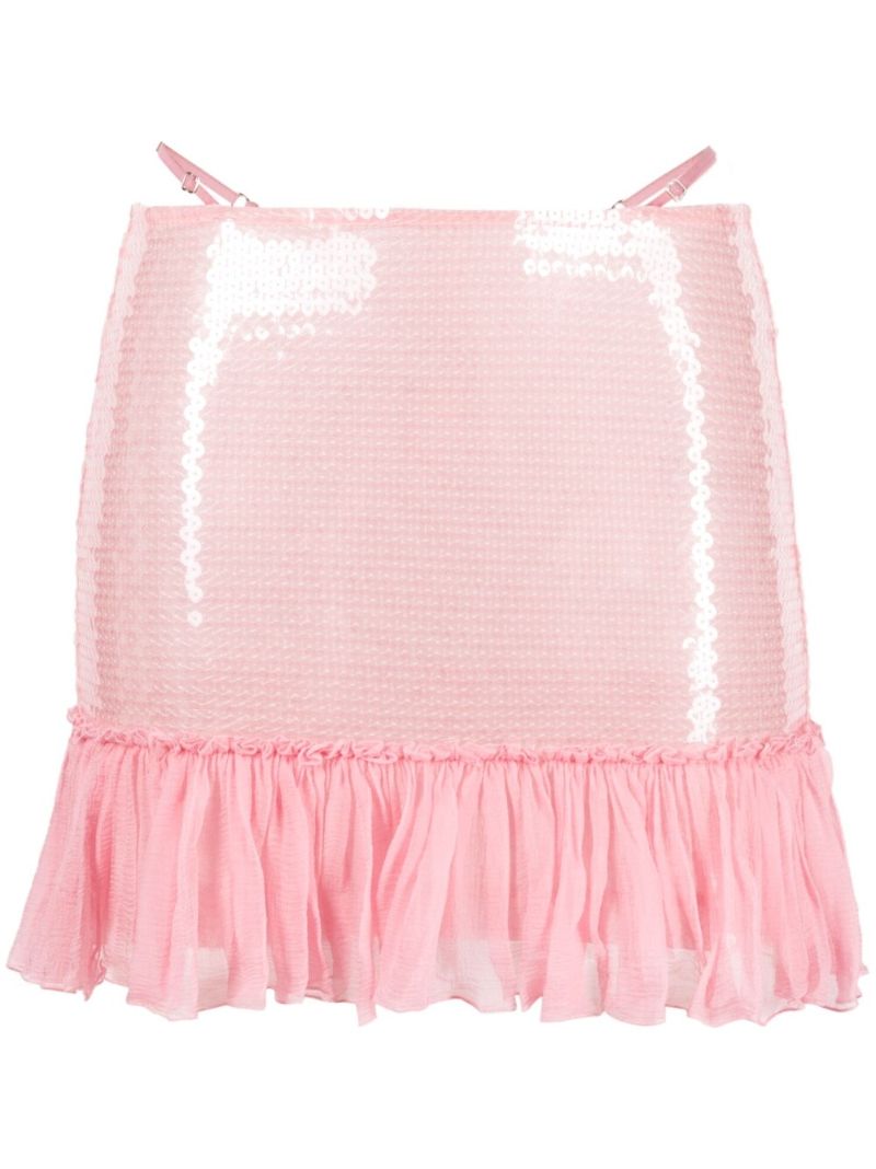 Pink Sequin Embellished Mini Skirt