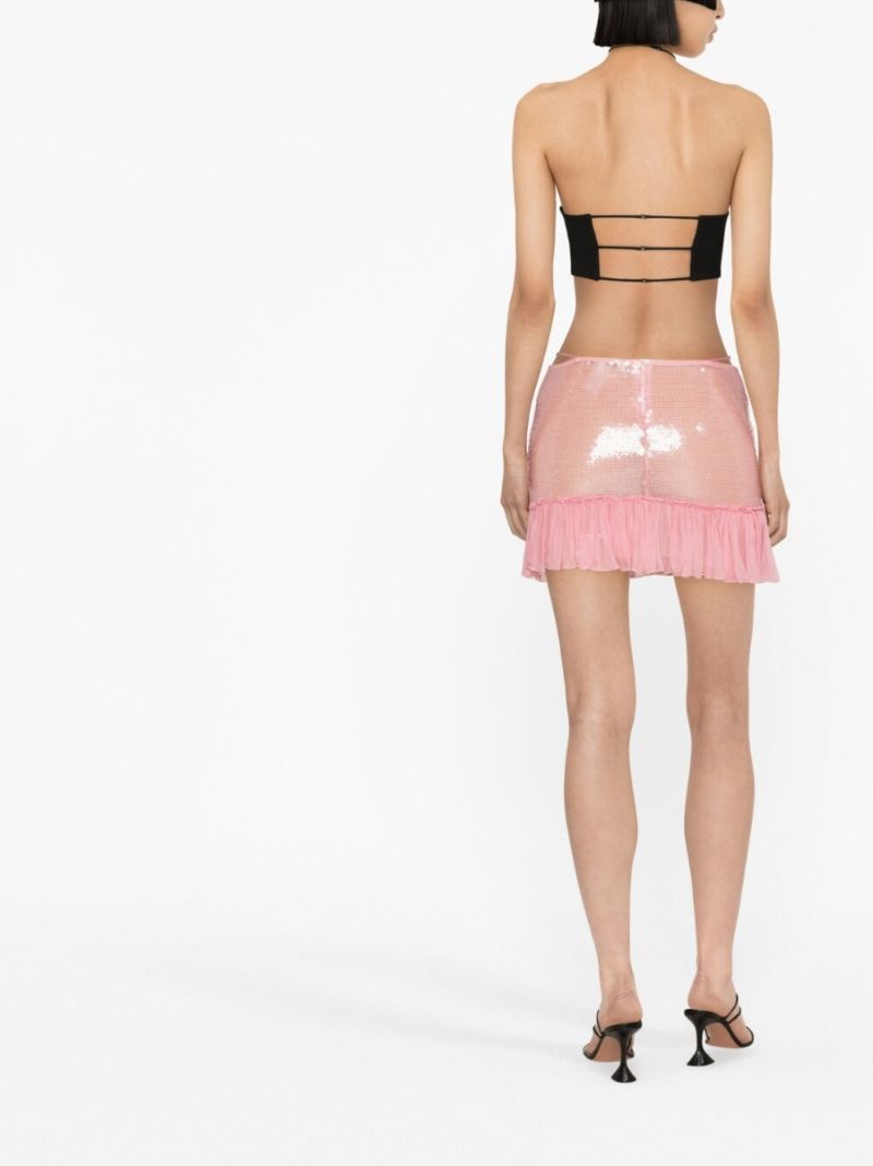 Pink Sequin Embellished Mini Skirt